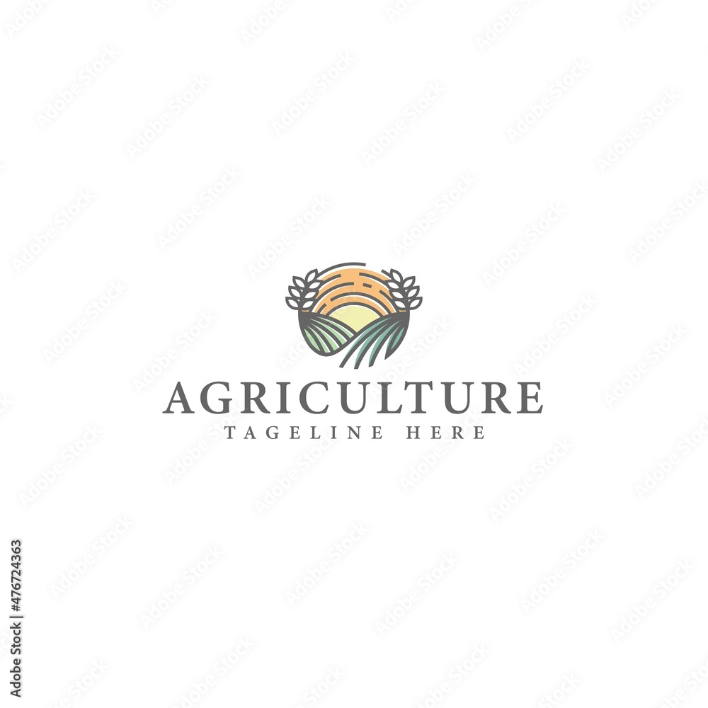 Modern flat colorful AGRICULTURE land logo design