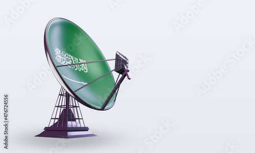 Fototapeta Naklejka Na Ścianę i Meble -  3d satellite Saudi Arabia flag rendering left view