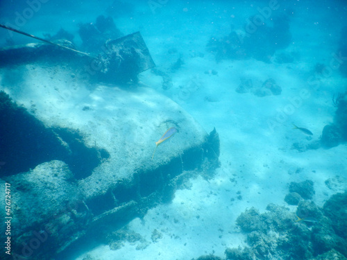 Ship with a hole in the sandy seabed in Cayo Largo, Cuba photo