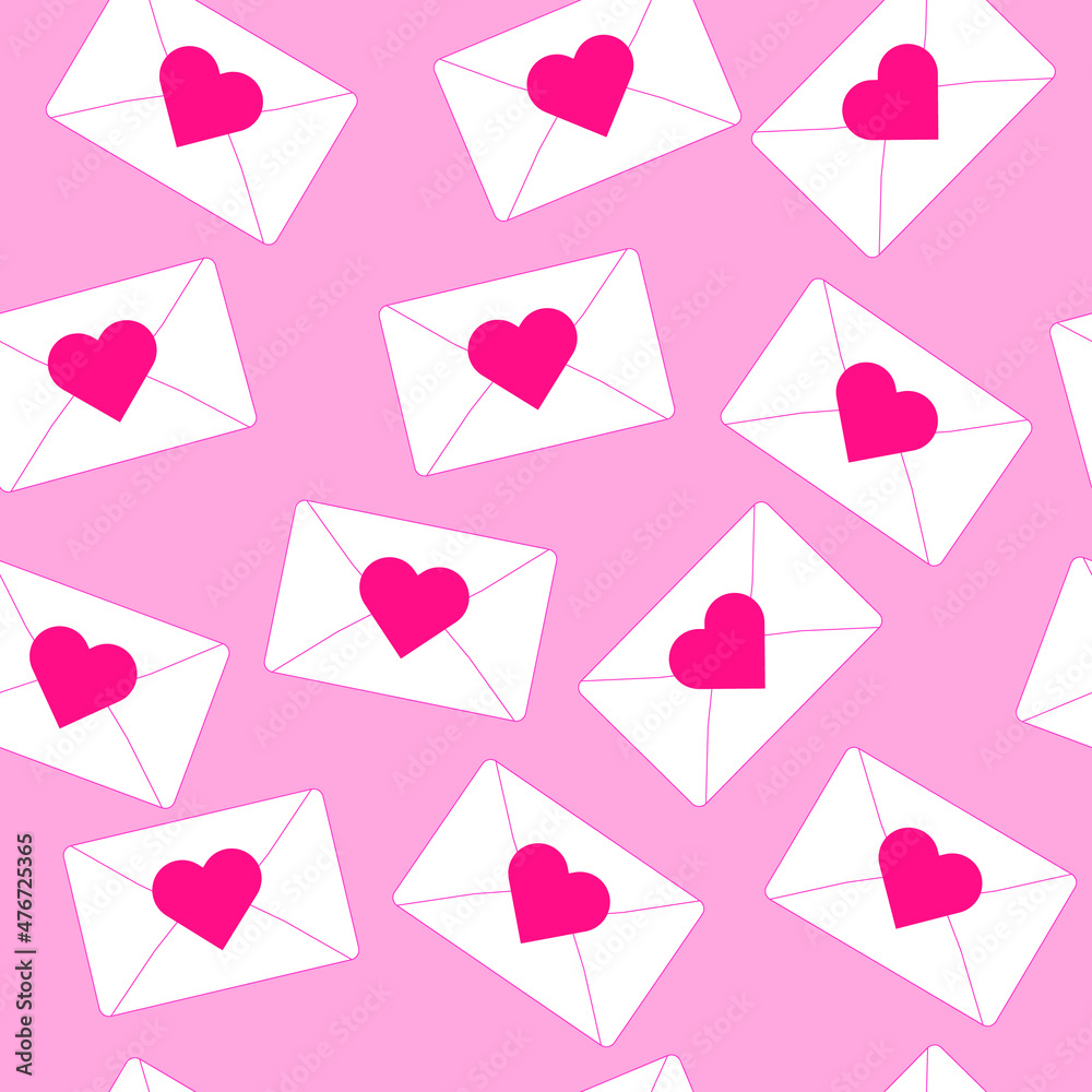 pattern of envelopes with a heart. valentines day pattern. vector illustration, eps 10.