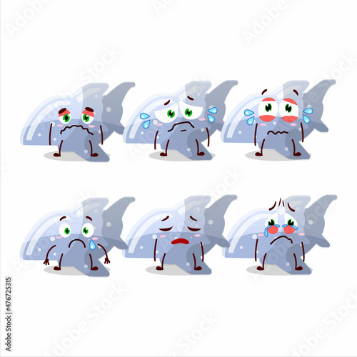 Plane blue gummy candy cartoon character with sad expression