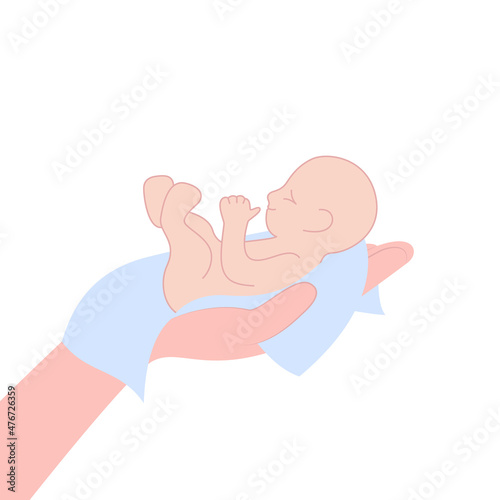 baby and diaper in a woman s hand