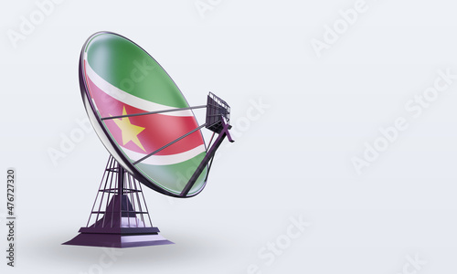 3d satellite Suriname flag rendering left view © dwiangga