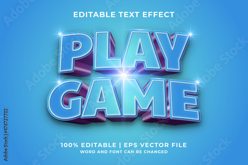 Editable text effect - Play Game 3d template style premium vector