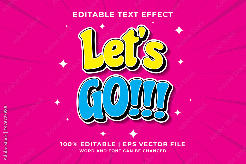 Premium Vector  Editable let's go text effect