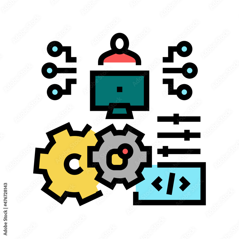 development erp software color icon vector. development erp software sign. isolated symbol illustration