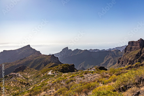 View of the cliffs on the way to the Masca gorge in Tenerife