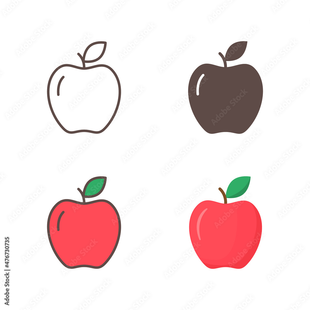 Apple icon set, vector Apple flat symbols for web design Apple icon set, vector Apple flat symbols for web design