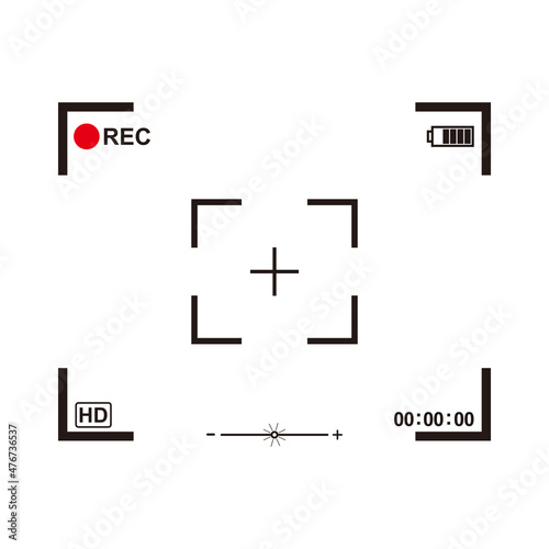 Camera viewfinder with digital focus and exposure camera settings vector illustration