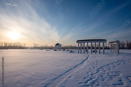 winter sunset in the park