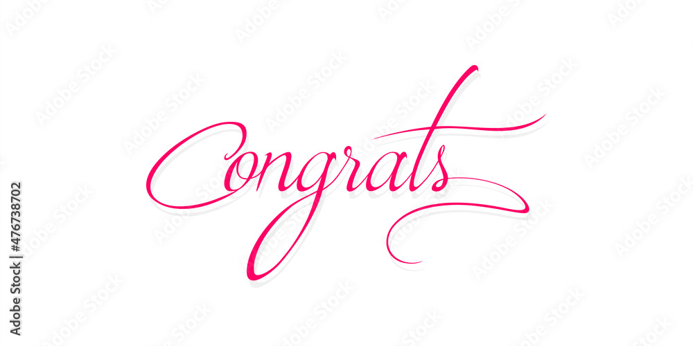 Thin Cursive Creative Calligraphy of Congrats Word. Editable Illustration. Congrats word in Script Letters.