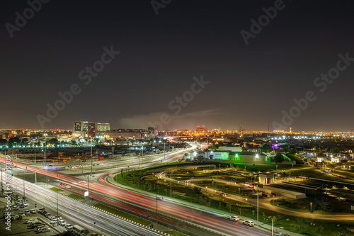Beautiful aerial view of Al Rayyan Road Doha, Doha Traffic and Roads © hasan