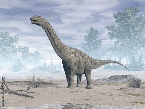 Argentinosaurus dinosaur in the desert - 3D render