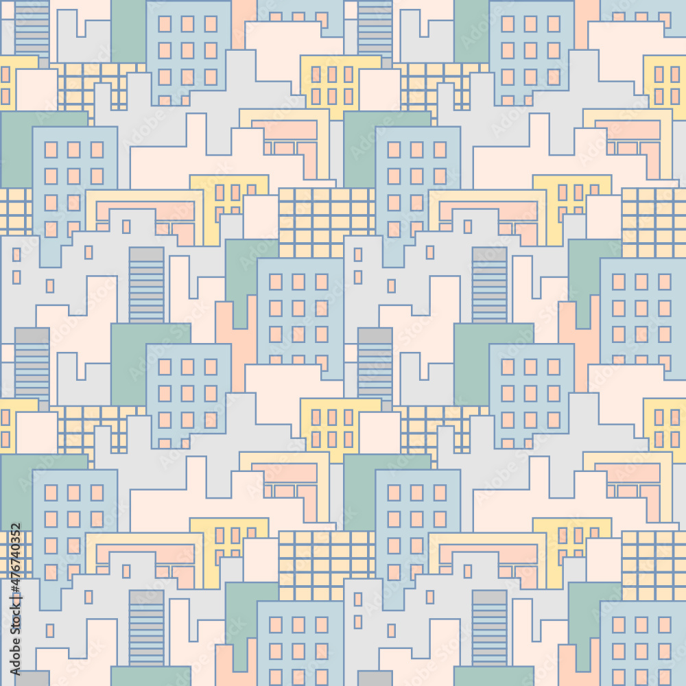 City - seamless pattern with stylize cityscape. City - seamless pattern with stylize cityscape.