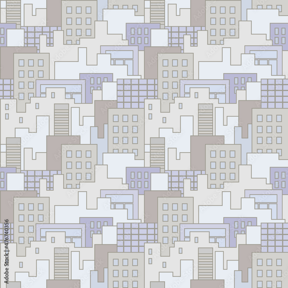 City - seamless pattern with stylize cityscape.