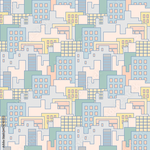 City - seamless pattern with stylize cityscape.
