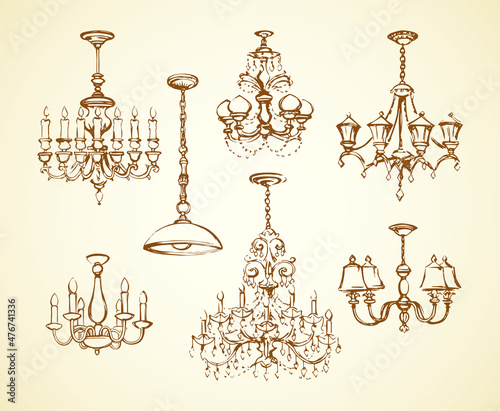 Chandelier. Vector drawing icon sign