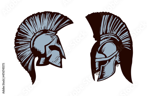 Spartan helmet. Vector drawing icon