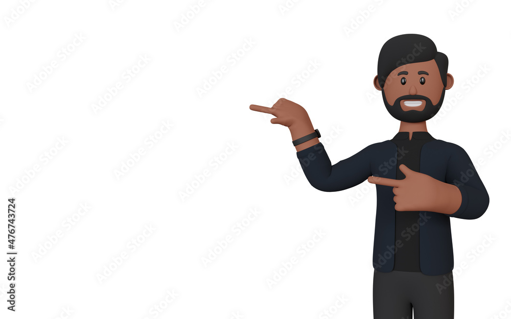 3d rendering man pointing to empty copy space 3d rendering man pointing to empty copy space