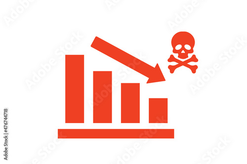 Death Number Decrease Graph on white background for website, application, printing, document, poster design, etc. vector EPS10 photo