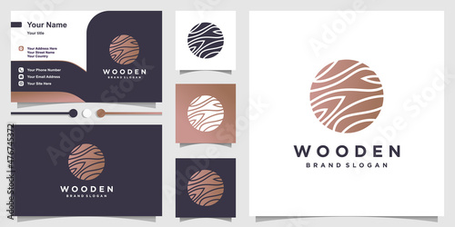 Wooden logo with creative abstract concept Premium Vector
