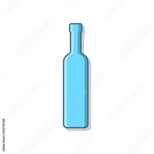 Vodka bottle. Alcoholic drink for parties and celebrations. Simple shape isolated with shadow and light. Colored illustration on white background. Flat design style for any purposes