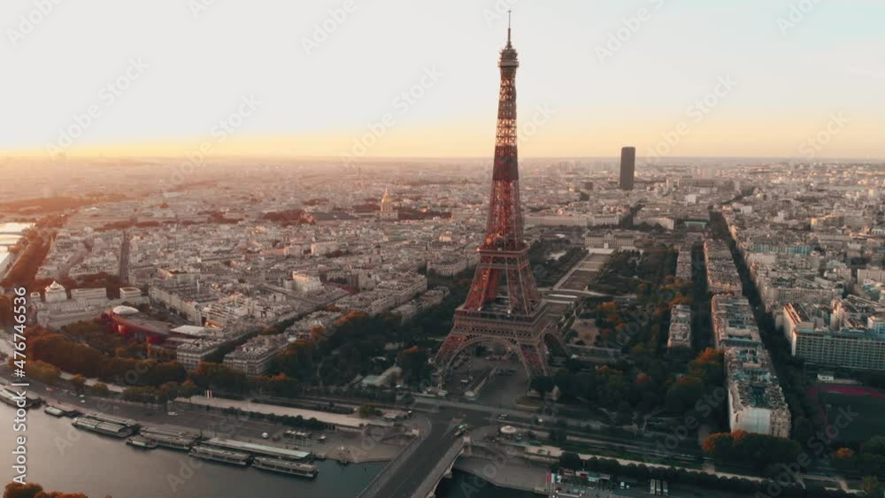Paris Torre Eiffel vista de drone Paris Torre Eiffel vista de drone