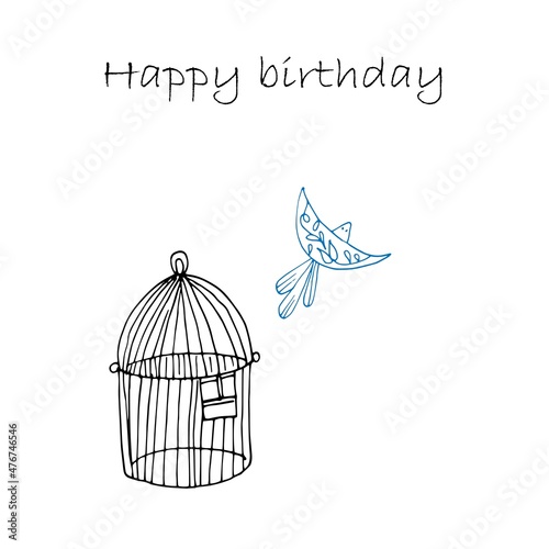 vector birthday card in minimalism style