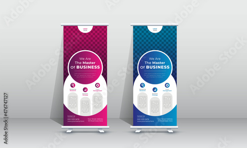 Business Roll Up Set. Standee Design. Banner Template with circle shapes