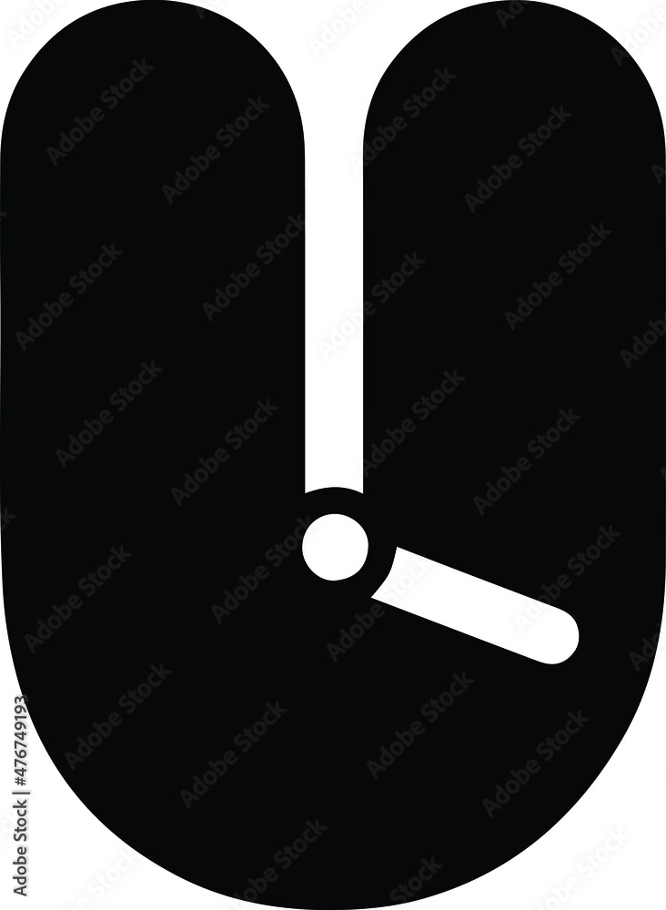 Logo with Time and Alphabet Letter U in Black color Logo with Time and Alphabet Letter U in Black color