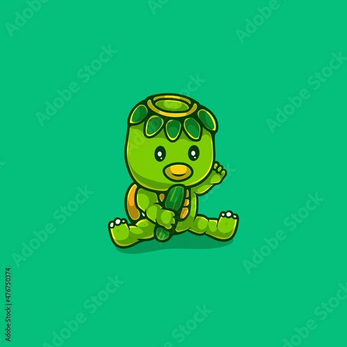 cute japanese kappa ghost illustration