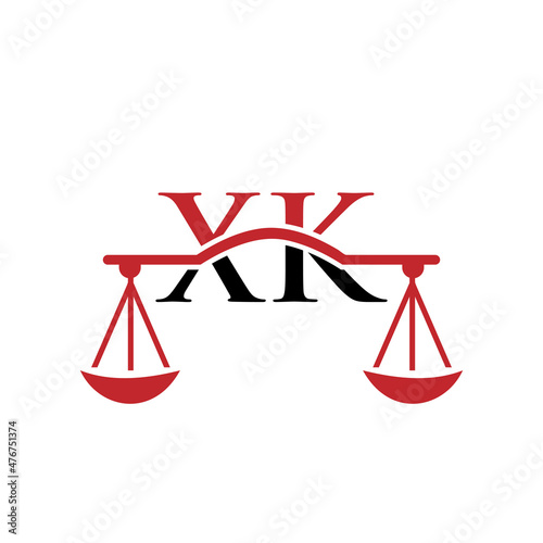 Law Firm Letter XK Logo Design. Lawyer, Justice, Law Attorney, Legal, Lawyer Service, Law Office, Scale, Law firm, Attorney Corporate Business XK Initial Letter Logo Template