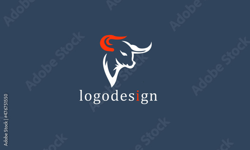 Bull flat icon vector logo design