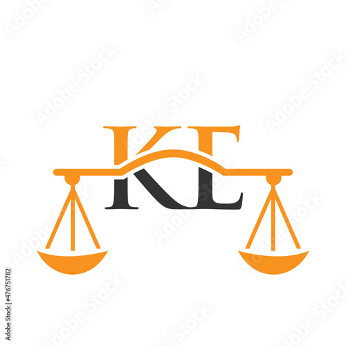 Law Firm Letter KE Logo Design. Lawyer, Justice, Law Attorney, Legal, Lawyer Service, Law Office, Scale, Law firm, Attorney Corporate Business KE Initial Letter Logo Template