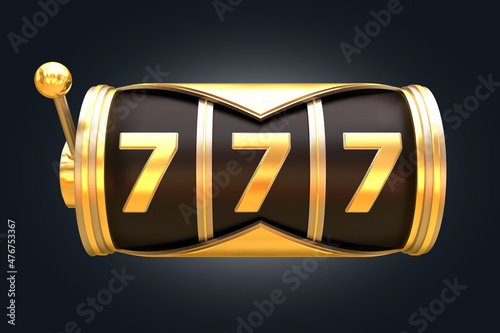 casino slot machine 777 ribbon banner 3d render 3d rendering illustration 