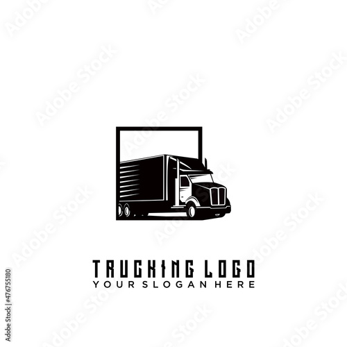 truck illustration silhouette abstract logo template vector, cargo logo, delivery cargo trucks, Logistic logo pack, Logo set with truck and trailer, Excavator Silhouette Illustration Logo Vector.