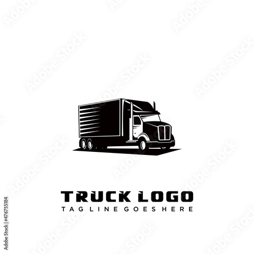 truck illustration silhouette abstract logo template vector, cargo logo, delivery cargo trucks, Logistic logo pack, Logo set with truck and trailer, Excavator Silhouette Illustration Logo Vector.
