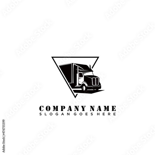 truck illustration silhouette abstract logo template vector, cargo logo, delivery cargo trucks, Logistic logo pack, Logo set with truck and trailer, Excavator Silhouette Illustration Logo Vector.