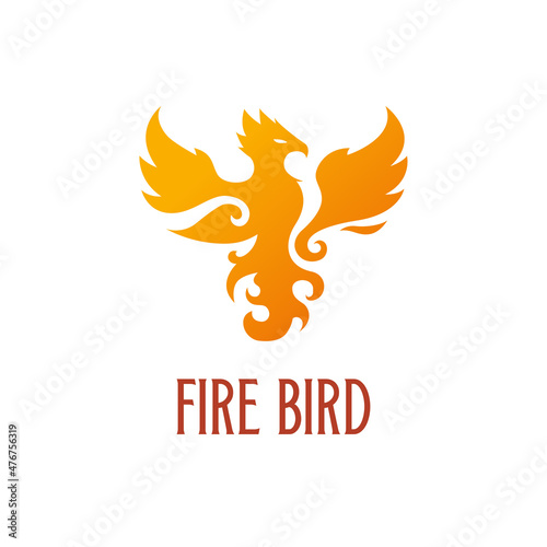 Majestic fire bird phoenix logo design vector illustration