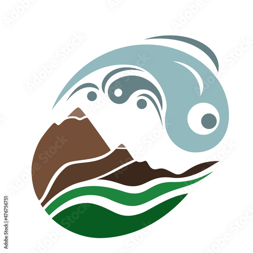 Earth and air symbols, icon. Vector illustration.