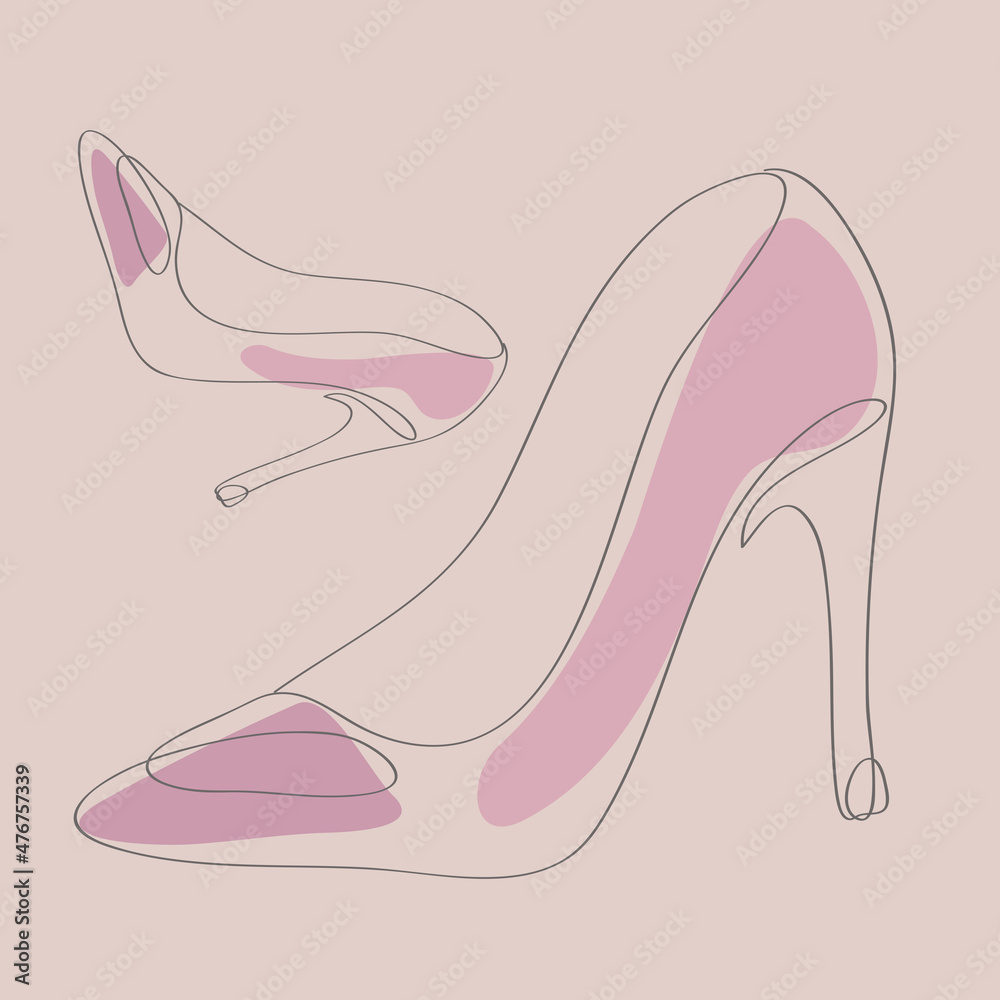 pink heel shoes line illustration pink heel shoes line illustration