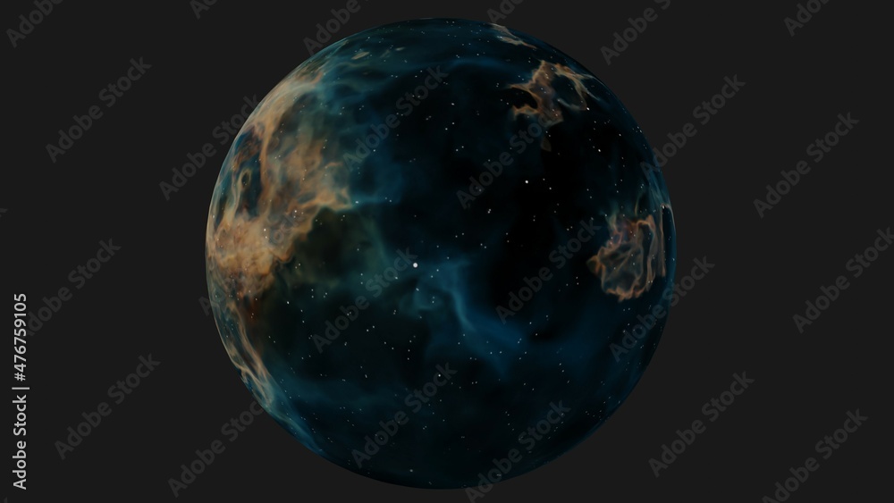 Awesome blue globe with astronomic space sky effect and modern gold abstract decoration Awesome blue globe with astronomic space sky effect and modern gold abstract decoration