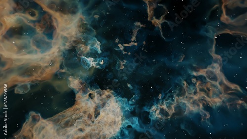 Awesome blue astronomic space sky scene with modern gold and deep abstract background
