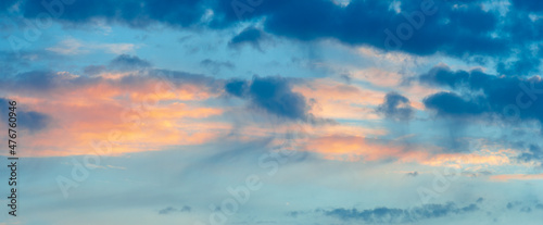 Broken dawn. "Crimson clouds", strong red and pink streaks indicate tall clouds reflecting light at sunrise or sunset.