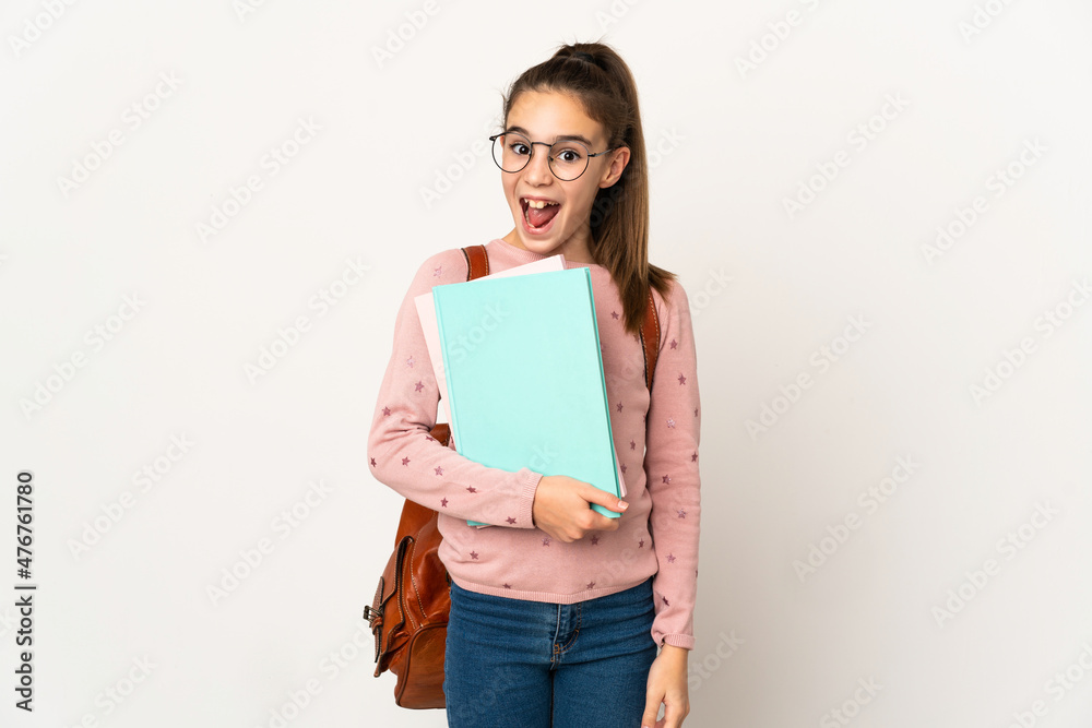 Little student girl over isolated background with surprise facial expression Little student girl over isolated background with surprise facial expression