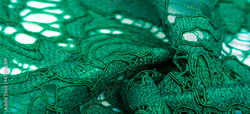 Texture, background, pattern, green lace fabric, Tender embossed