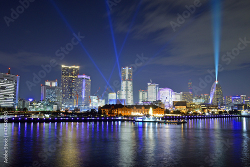 Minato Mirai 21 area at naight in Yokohama city photo