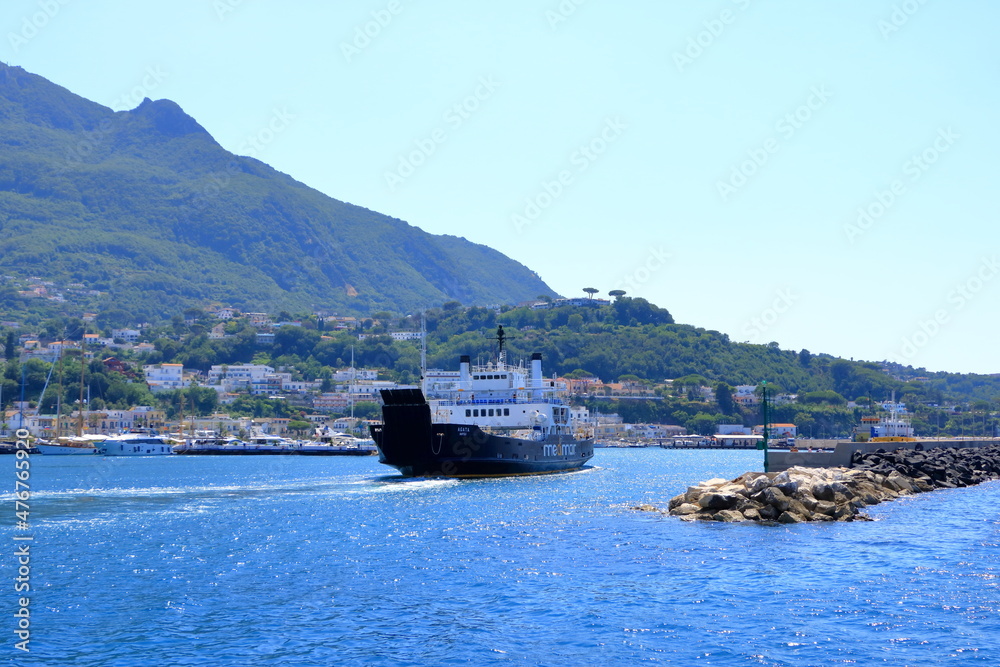 Obraz premium Coastal landscape with marina of Casamicciola Terme, Ischia Island, Italy