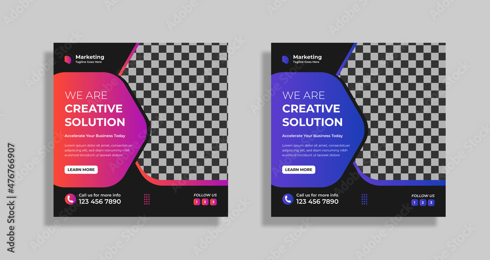Digital marketing and agency social media post banner design template
