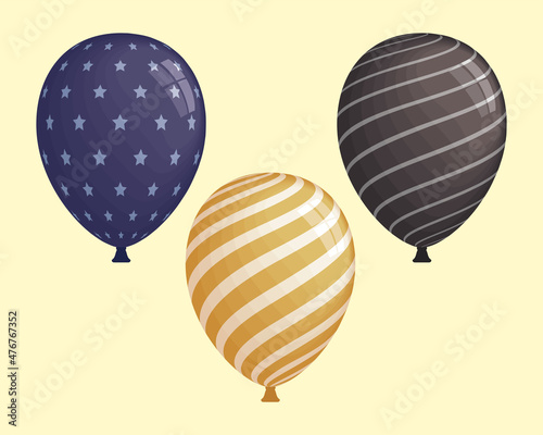 three party invitation balloons